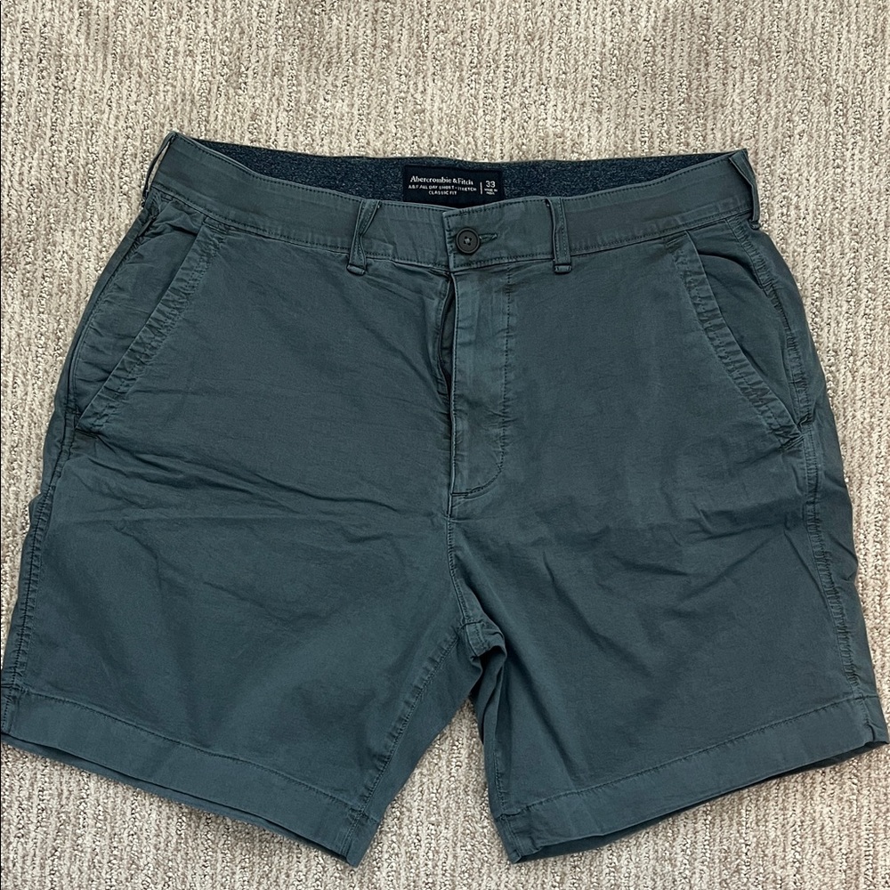Abercrombie & Fitch Men's Dark Teal Flat Front Shorts